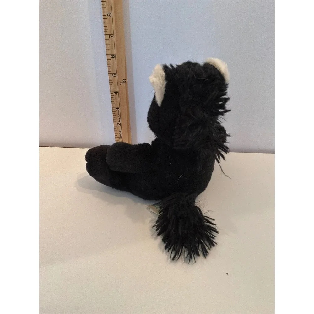 RBI Black Horse Plush Stuffed Animal White Spot Glitter Eyes 7.5 Inch‎